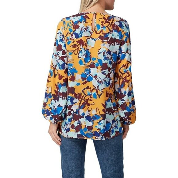 Prabal Gurung Collective Ochre Floral Ruffle Front Blouse Size: 6 - Picture 4 of 6